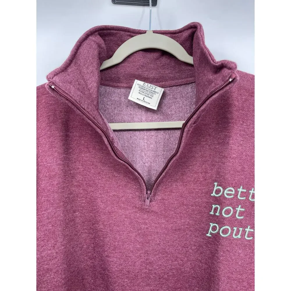 Exist Mens Heather Burgundy Purple Long Sleeve 1/4 Zip Pullover Sweatshirt NEW L